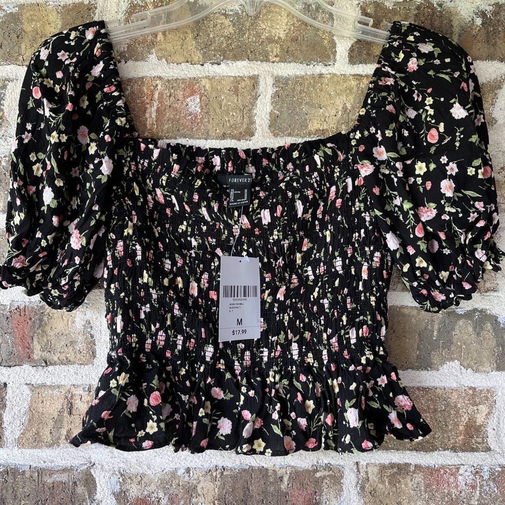 Forever 21 Black Floral Top